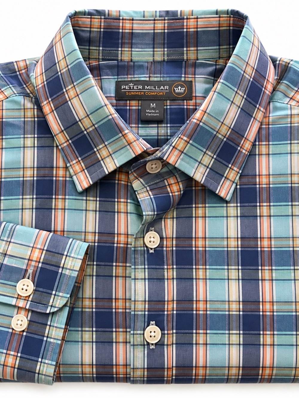 Peter Millar Summer Comfort Plaid Performance Button Down Shirt Men’s M Golfcore